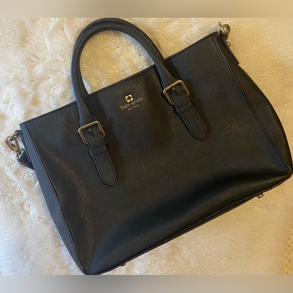 Kate Spade NY Black Leather Crossbody Satchel Purse Shoulder Bag CA57710